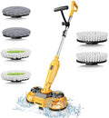 Cordless Electric Mop for Dewalt 20V Battery (NO Battery), 2 in 1 Spin Mop & Electric Floor Scrubber Machine with LED Light & Water Spray, 800 RPM Rotating Electric Mops for Floor Cleaning (Yellow)