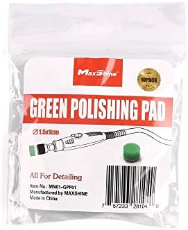 Maxshine 10 Pieces MN01 Mini Polisher and Accessories - 15mm (0.59”) Green Polishing Pads, Great for Small Area Polishing & Buffing in Car Detailing - Professional Auto Detailing Tools
