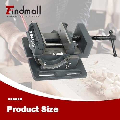 findmall 4 Inch Angle Drill Press Vise 0-90 Degree Tilting Angle Vise Iron Cradle Style Angle Vise Fit for Drilling Machine