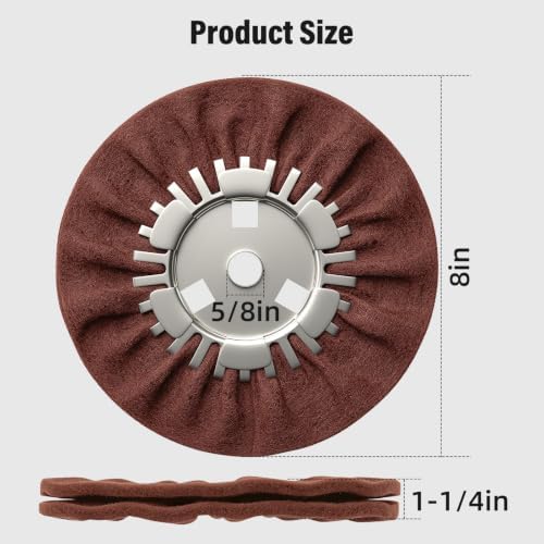 8" Non-Woven Airway Satin Buffing Wheel, 2 PCS Hard Polishing Wheel for Angle Grinder, Ideal for Sanding & Polishing Aluminum, Stainless Steel (5/8" Arbor Hole)