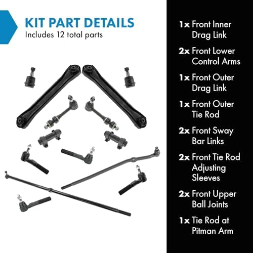 TRQ Front Steering & Suspension Kit Ball Joint Control Arm Drag Link Sway