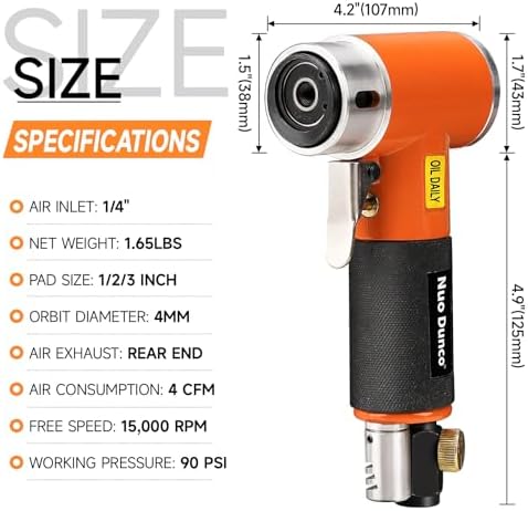 1/2/3" Mini Random Orbital Air Sander Pneumatic DA Polisher Kit