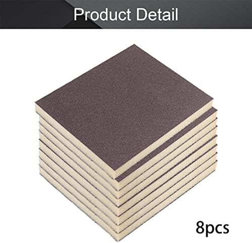 Utoolmart Sanding Sponge Sanding Blocks, 150 Grit Wet Dry Sandpaper Sponge, Washable and Reusable Sand Sponge Kit, for Kitchen Cookware Cleaning and Rust Removal of Rusted Metal, Grey, 8 Pcs