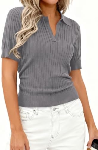 PRETTYGARDEN Women's Short Sleeve Sweater Polo Shirts