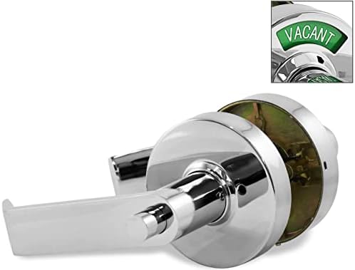 VIZILOK ADA Compliant, Single Egress Indicator Privacy Lock C5FP-R Durable ANSI Grade 2 Comp Commercial Right Handed Non Reversible in-Use or Vacant Push Button Lever - Polished Chrome