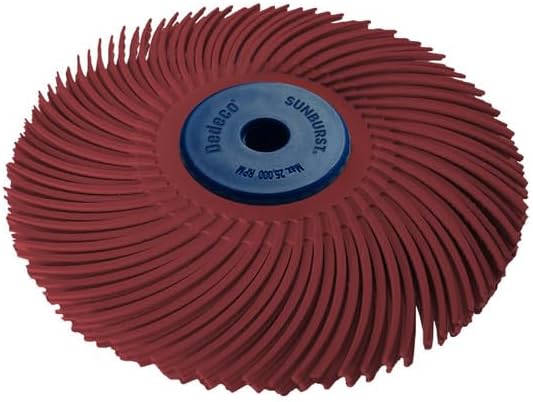 Dedeco Sunburst Radial Bristle Discs 4" x 1/2" Curved - Red 220 Grit (Standard) - Aluminum Oxide (TC Series) for Polishing & Finishing 1/Unit