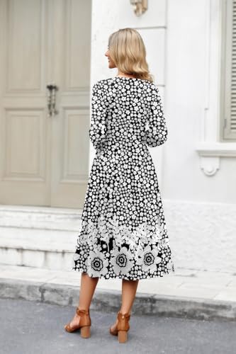 Zeagoo 3/4 Sleeve Women's Dress Casual Aline Summer Fall Midi Long Dresses