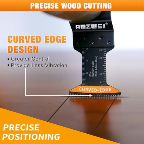 AMZWEI 50PCS Titanium Oscillating Tool Blades, Curved Edge Oscillating Saw Blades for Metal, Wood, Plastic, Quick Release Multi Tool Blades Compatible with Dewalt Milwaukee Ryobi Rockwell Fein