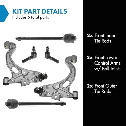TRQ Front Steering & Suspension Kit Control Arm with Ball Joint Tie Rod
