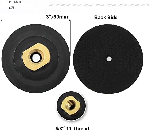 SHDIATOOL 3 Inch Backer Pad or Backing pad of Rubber Body with 5/8-Inch-11 Thread for Diamond Pads