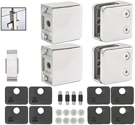 Stainless Steel 316 Square Flat Back Glass Clamp 55 x 55 mm for 3/8" - 1/2" Tempered Glass or Laminated Glass, Mirror Chrome Finish, GC-056M, 40 Pieces