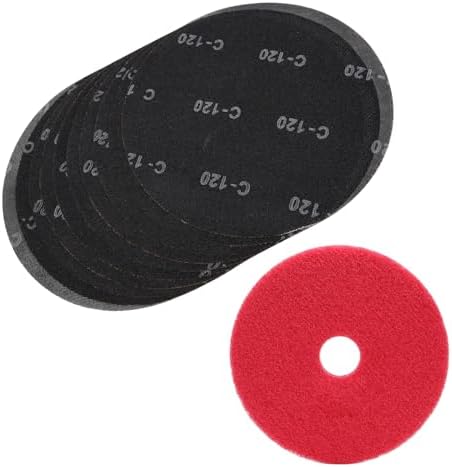 HUAALIUCHE 17" Sanding Screen Discs - Mesh Floor Sanding Screen - 120 Grit Black Silicon Carbide - for Wood Floors (10 Pack)+1-Piece Buffer Floor Pad