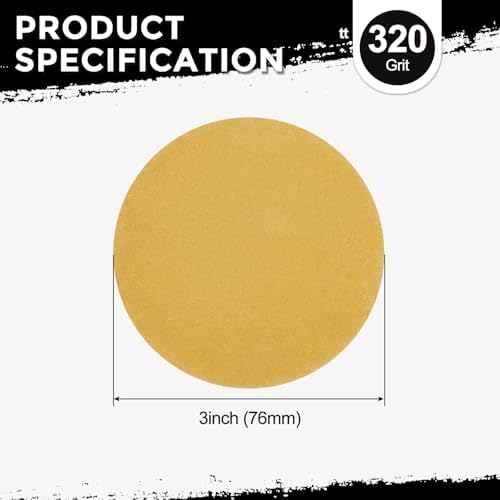 25Pcs Sanding Discs 3In 320Grit Hook and Loop Sandpapers Yellow