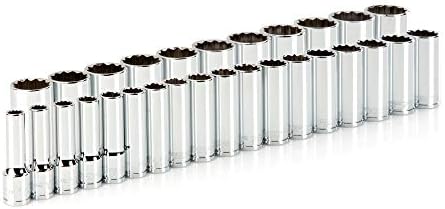 TEKTON 1/2 Inch Drive 12-Point Socket Set, 29-Piece | SHD92016 | (10 - 38 mm), Deep