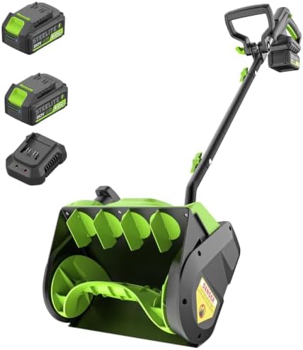 20V Cordless Electric Snow Shovel, 13-Inch, 2×4.0Ah Batteries & Charger