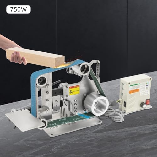 Belt Sander, 2 x 36 Inch Variable Speed Bench Grinder, 750W Belt Polisher, Adjustable Knife Making Polishing Grinding Machine with 2PCS Sanding Belts for Metalworking Sharpening Grinding