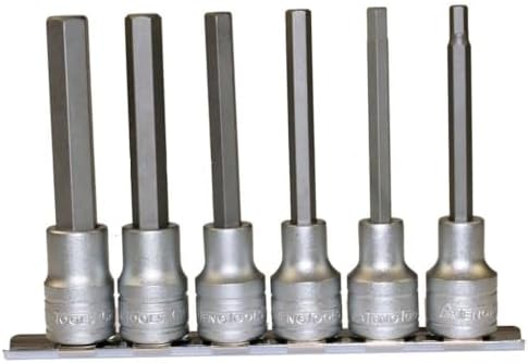 Teng Tools 6 Piece 1/2 Inch Drive 100mm Long Metric Hex Bit Socket Set (5mm - 12mm) - M1211