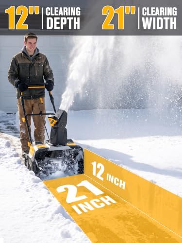40V Cordless Snow Blower Compatible with DeWalt 20V Max Battery (Bare Tool)
