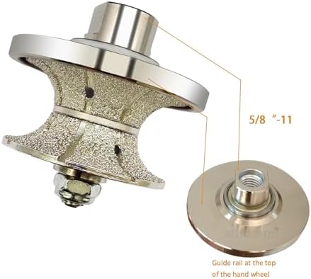V30 Diamond Full Bullnose Profile Wheel Diamond Hand Profiler Router Bit Wheel Vacuum Brazed with 5/8-11 Thread for Grinder Polisher Granite Marble Concrete and Countertop Edge Shaping