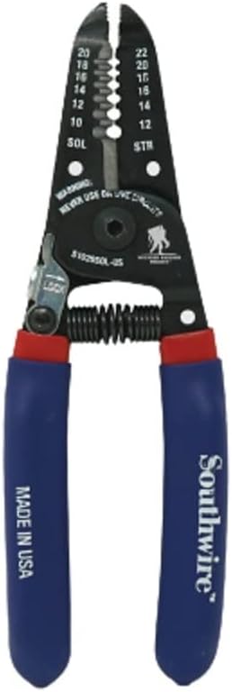 Southwire Wire Stripper and Cutter - Compact Tool for Efficient Electrical Work - Precision Shear-Type Blades - Comfortable Double-Dipped Grip - 10-20 AWG Solid