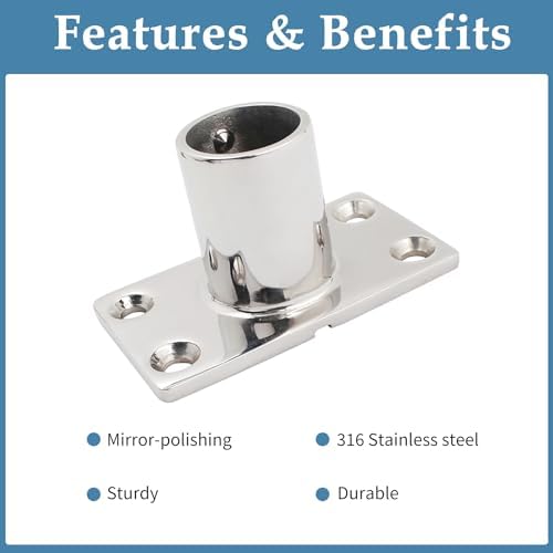 YANYUCB Boat Hand Rail Fitting,316 Stainless Steel Rectangular 60/90 Degree Boat Hand Rail Base(1 inch,1-1/4inch,7/8 inch,1-3/16 inch) with L Shape Hex Key and Screws