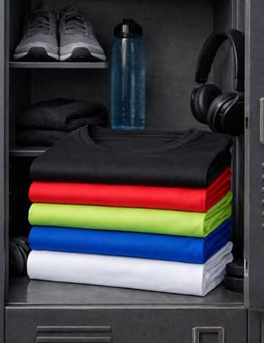 Liberty Imports 5 Pack Men's Active Quick Dry Crew Neck T Shirts