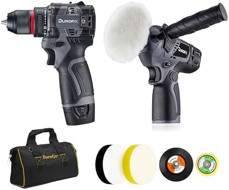 Durofix G12 Series RK12136-2-K6 12V Cordless 3/8" Hammer Drill Power Tool Combo Kit with Compact Polisher Sander, 1 Battery & Charger