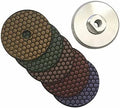 4" Dry Stone Polishing Pads with Aluminum Backer, 50-800 Grit
