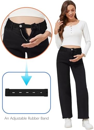 fitglam Women's Maternity Jeans Straight Leg Relaxed Fit Over Belly Pregnancy Denim Work Pants Maternity Clothes with Pockets