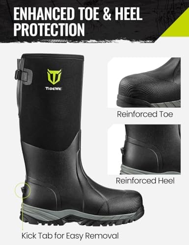 TIDEWE Work Boots for Men, 6mm Neoprene Puncture-Resistant Boots, Size 7-13