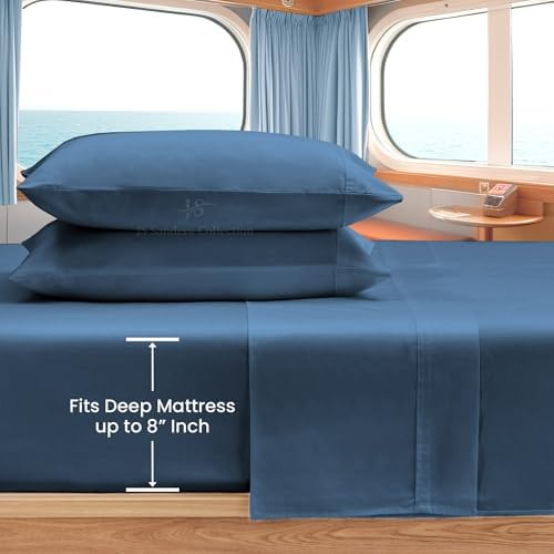 JS Sanders Collection 4PC Boat Sheet Set Universal V Berth, Mediterranean Blue