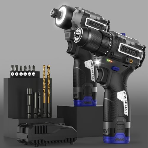 12V Power Cordless Drill and Impact Driver Combo with 2 Batteries and Fast Charger (3/8"Drill & 1/4"Hex Impact Driver) Drill and Impact Set for Home Installation (Used)