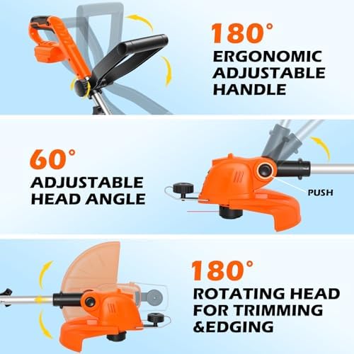 Weed Wacker Eater Electric String Trimmer Battery Powered Lawn Trimmer