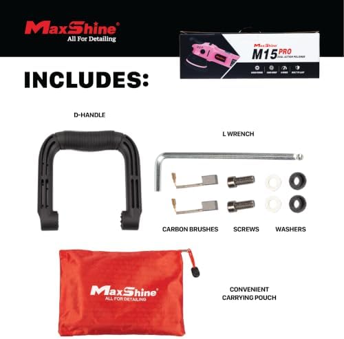 Maxshine M15 Pro Dual Action Polisher Pink – 15mm Long Throw Random Orbital Buffer, 1000W Detailing Machine 5″ Backing Plate – Variable Speed 2500–5000 OPM for Car, Truck, SUV & Boat Paint Correction