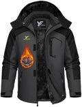 Yufawow Men Winter Jacket Skiing Jacket Insulated Fleece Lined Waterproof Windbreaker for Snowboard Hiking Camping ATV Outdoor Work