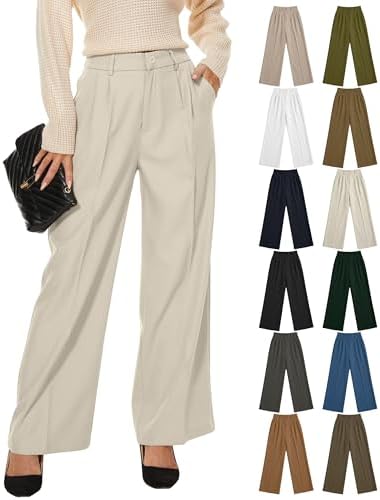 KICZOY Women Casual Wide Leg Dress Pants High Waist Lightweight Flowy Pants