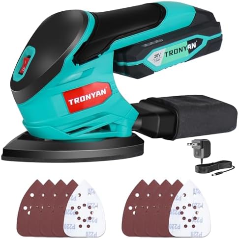 Cordless Detail Sander-20V 1.5Ah Electric Sander with 12000 OPM, Mouse Sander with Dust Bag & Sandpapers for Woodworking, Polishing, Paint Removal, Battery Included, Compatible with DeWalt 20V Battery