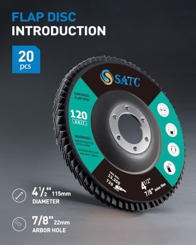 S SATC Flap Discs 120 Grit Grinding Wheel 4.5" x 7/8" Angle Grinder Sanding Disc Abrasive Grinding Disc Type 29（20 Pack）