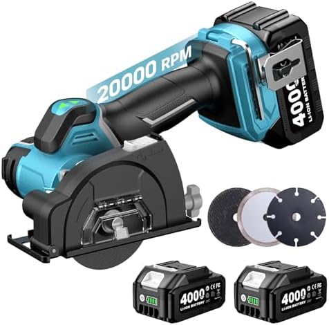Seesii 21V Brushless 3" Cordless Cut-Off Tool with 2x 4.0Ah Batteries