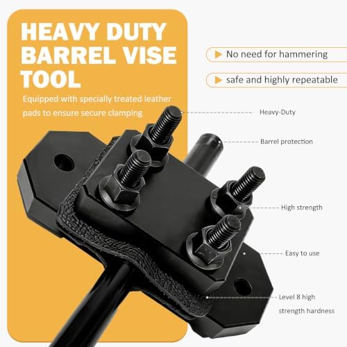 Professional Grade Heavy Duty Barrel Vise Tool，Universal Barrel Clamp Surface Protection Design，Compatible with Outer diameters 0.67 to 1.375 inches，Aluminum Barrel Clamp