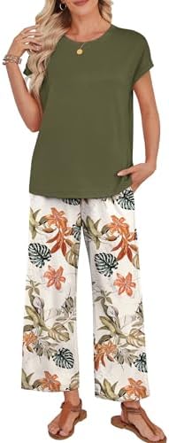WIHOLL Two Piece Sets for Women Summer Spring Outfits Lounge Sets Beach Vacation Clothes Airport Travel Matching Clothing