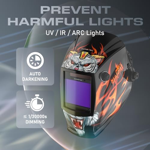 Sunstac Auto-Darkening Welding Helmet with 3.94 x 3.27" View