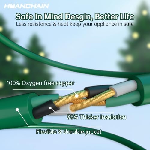 HUANCHAIN Indoor Outdoor Green Extension Cord 15 ft 2pcs Waterproof