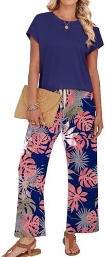 WIHOLL Two Piece Sets for Women Summer Spring Outfits Lounge Sets Beach Vacation Clothes Airport Travel Matching Clothing