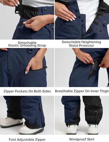 GSOU SNOW Mens Womens Snowboard Pants-Baggy Ski Snow Bibs