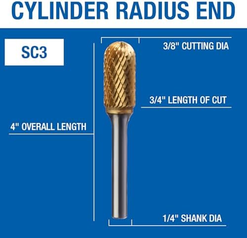 Champion Cutting Tool SC3 Double Cut TiN Coated Carbide Bur