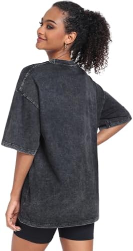 Womens Vintage Oversized T Shirts Acid Washed Baggy Cotton Tee Workout Gym Shirts Boyfriend Short Sleeve Tops