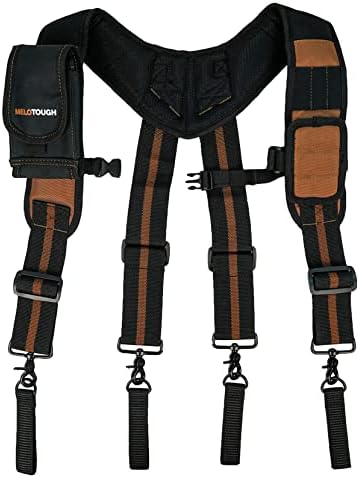 MELOTOUGH Magnetic Tool Belt Suspenders with Magnetic WristBand for Work Belt Padded Suspenders Constrcution