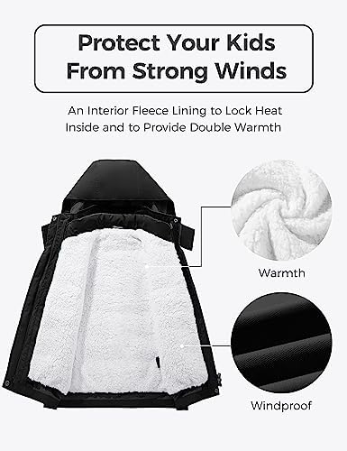 wantdo Girls' 3-in-1 Ski Jacket Windproof Winter Coat Hooded Raincoat