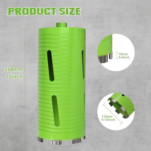 4 1/2 Inch Dry Core Drill Bit, 5/8"-11 Threaded Concrete Core Bit